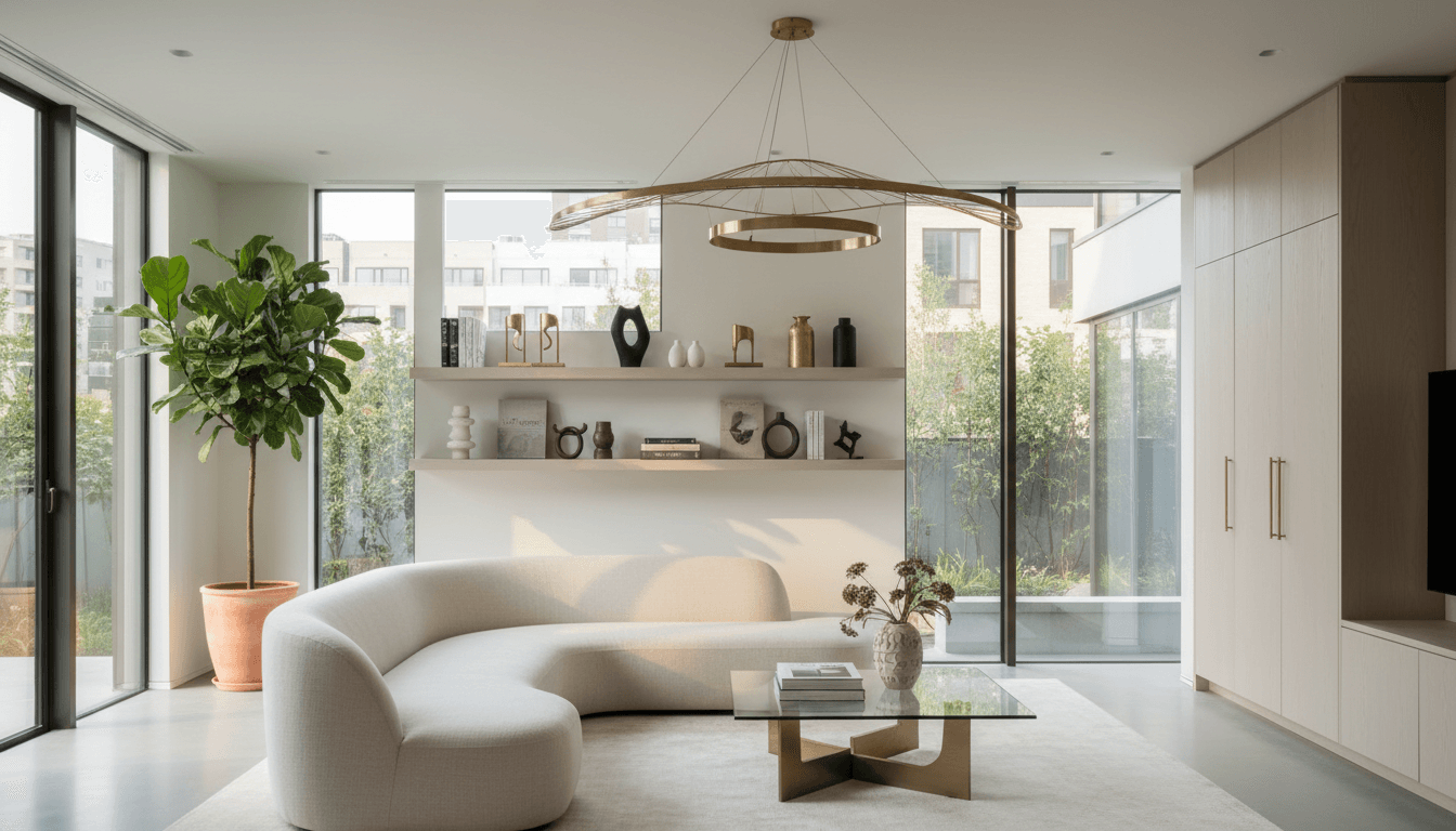 Bright modern living room at 588 Maple Avenue with neutral finishes and ample windows
