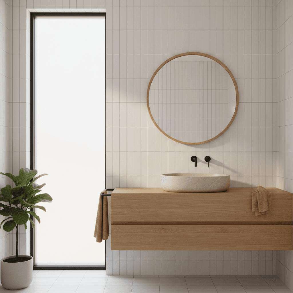 Contemporary bathroom with modern fixtures and clean design