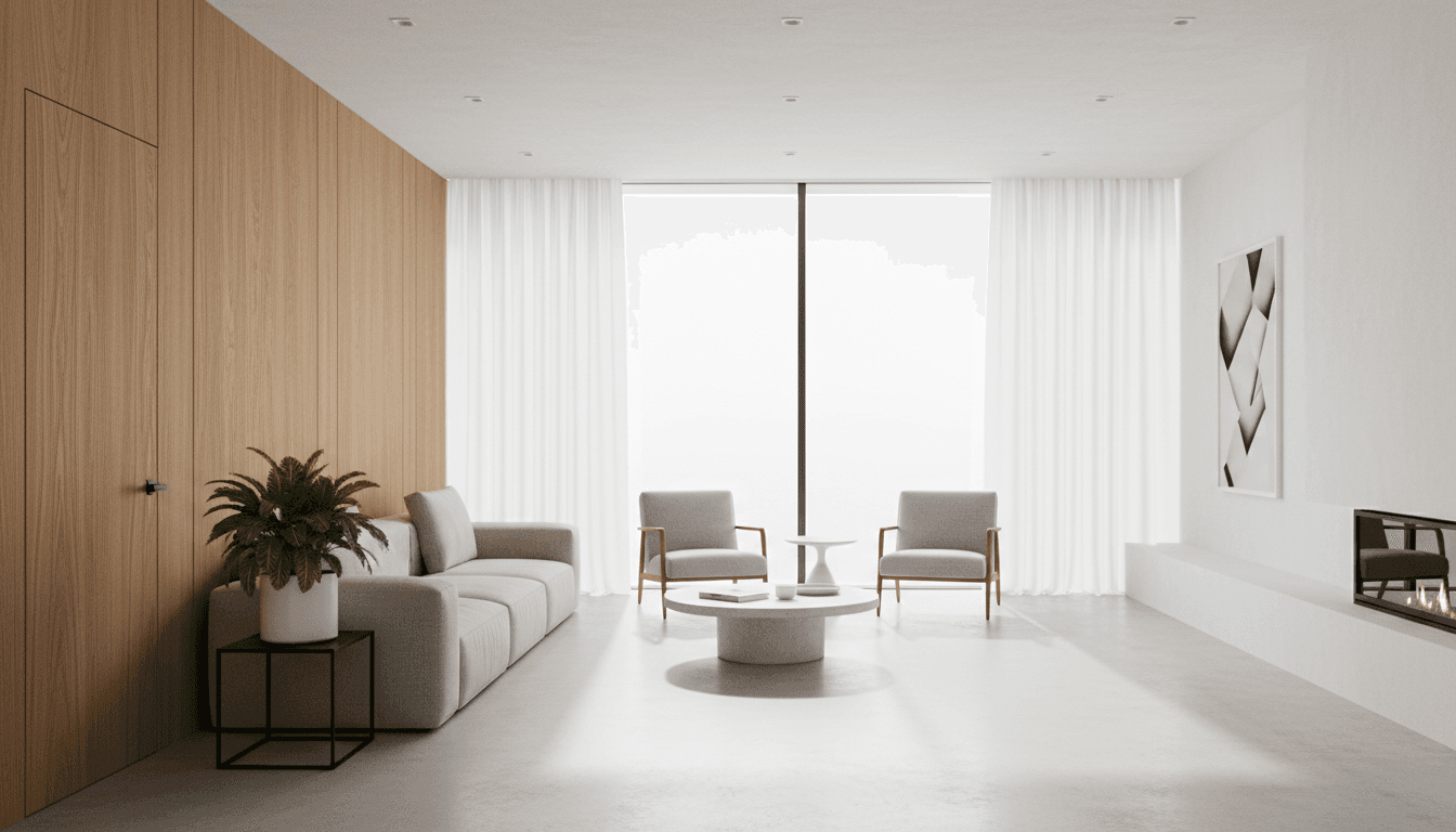 Open living space with contemporary design and abundant natural lighting
